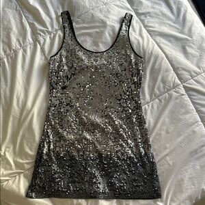 Express Silver Sequin Mini Dress